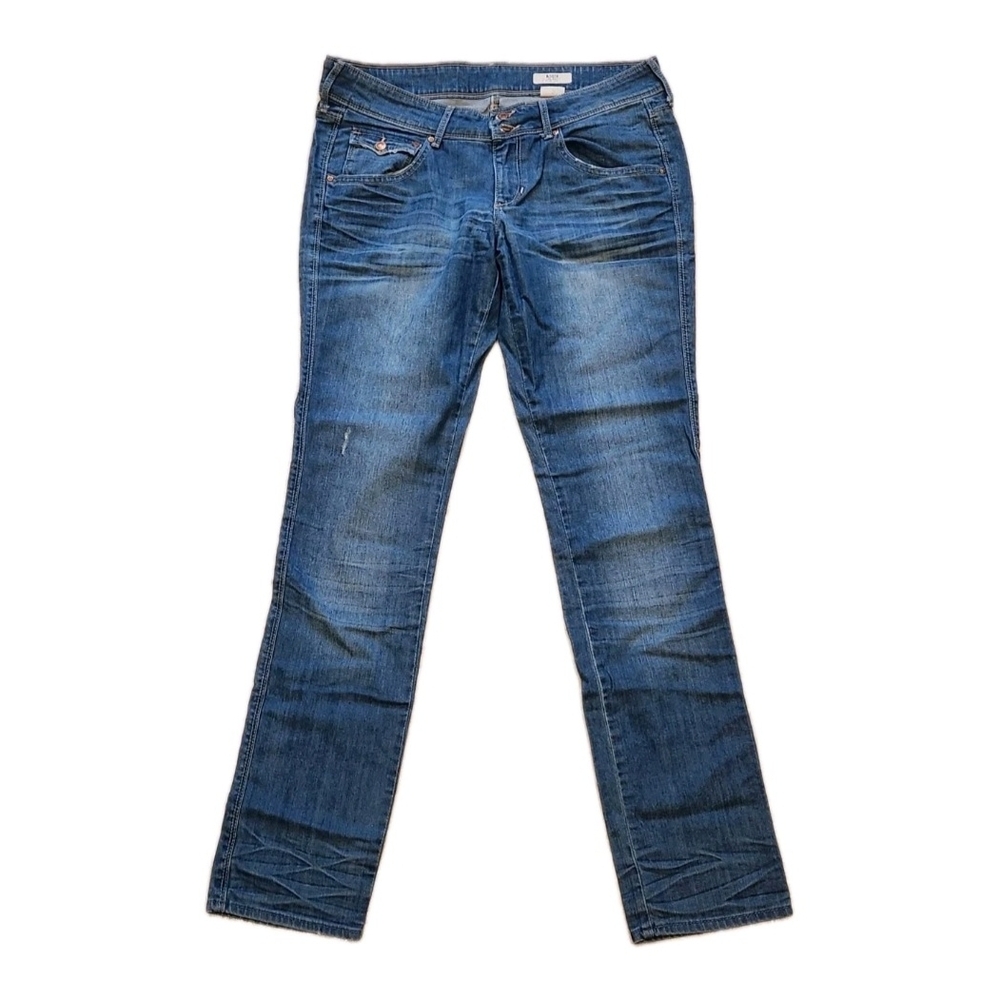 H&M &Denim &SQIN Women's Low Rise Slim Leg Blue Jeans Size 32 Medium Wash Y2K